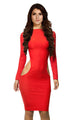 Sexy Club Girl Bodycon Cut out Red Midi Party Dress