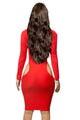 Sexy Club Girl Bodycon Cut out Red Midi Party Dress