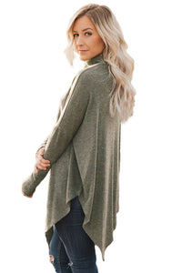 Sexy Coffee Soft Faux Poncho High Neck Sweater