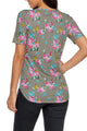 Sexy Coffee Super Soft Floral Tee Shirt with Crisscross Neck