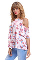 Sexy Cold Shoulder Pink Floral Blouse