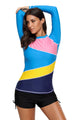 Sexy Colorblock Long Sleeve Rashguard Top