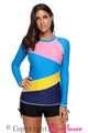 Sexy Colorblock Long Sleeve Rashguard Top