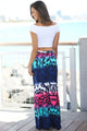 Sexy Colorblock Tendril Printed Maxi Skirt