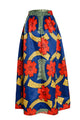 Sexy Colorful Floral African Print Navy Maxi Skirt