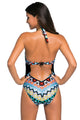 Sexy Colorful Tribal Print High Neck One Piece Maillot