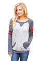 Sexy Contrast Stripes Gray Sleeves Women's Blouse