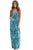 Sexy Contrast Tendril Mint Blue Strapless Maxi Boho Dress