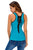 Sexy Contrast Trim Lace-up Back Light Blue Tank Top