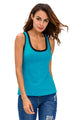 Sexy Contrast Trim Lace-up Back Light Blue Tank Top