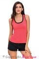 Sexy Contrast Trim Lace-up Back Rosy Tank Top