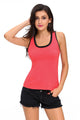 Sexy Contrast Trim Lace-up Back Rosy Tank Top