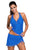 Sexy Contrast Trim Royal Blue Halter Tankini Skort Swimsuit
