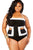 Sexy Contrast White Detail Cutout 1pc Plus Size Swimsuit