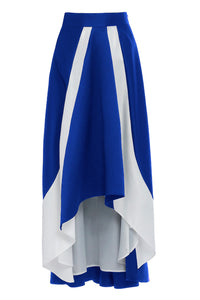 Sexy Contrast White Insert Hi-low Maxi Skirt Blue