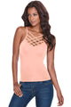 Sexy Coral Caged Front Detail Cami Top