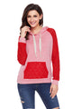 Sexy Coral Lace Accent Kangaroo Pocket Hoodie