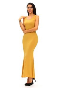 Sexy Crochet Back Detail Sleeveless Yellow Maxi Dress