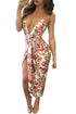 Sexy Cross Strap Open Back Sexy Floral Dress