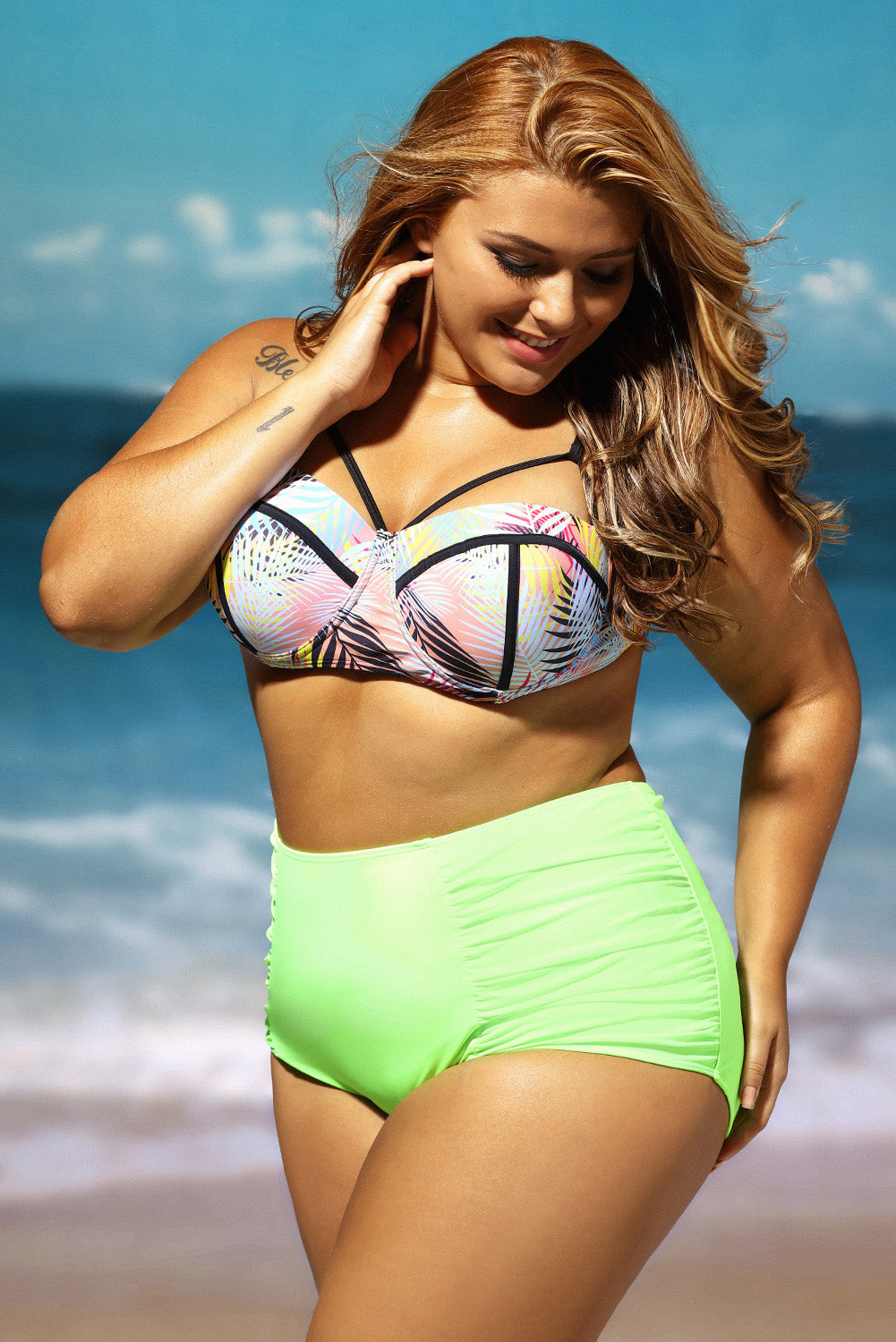 Sexy Curvy Girl Tropical Style High Waist Bathing Suit SEXY AFFORDABLE CLOTHING Sexy Curvy Girl Tropical Style High Waist Bathing Suit SEXY AFFORDABLE CLOTHING