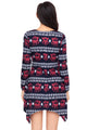 Sexy Cute Christmas Reindeer Print Navy Swingy Mini Dress