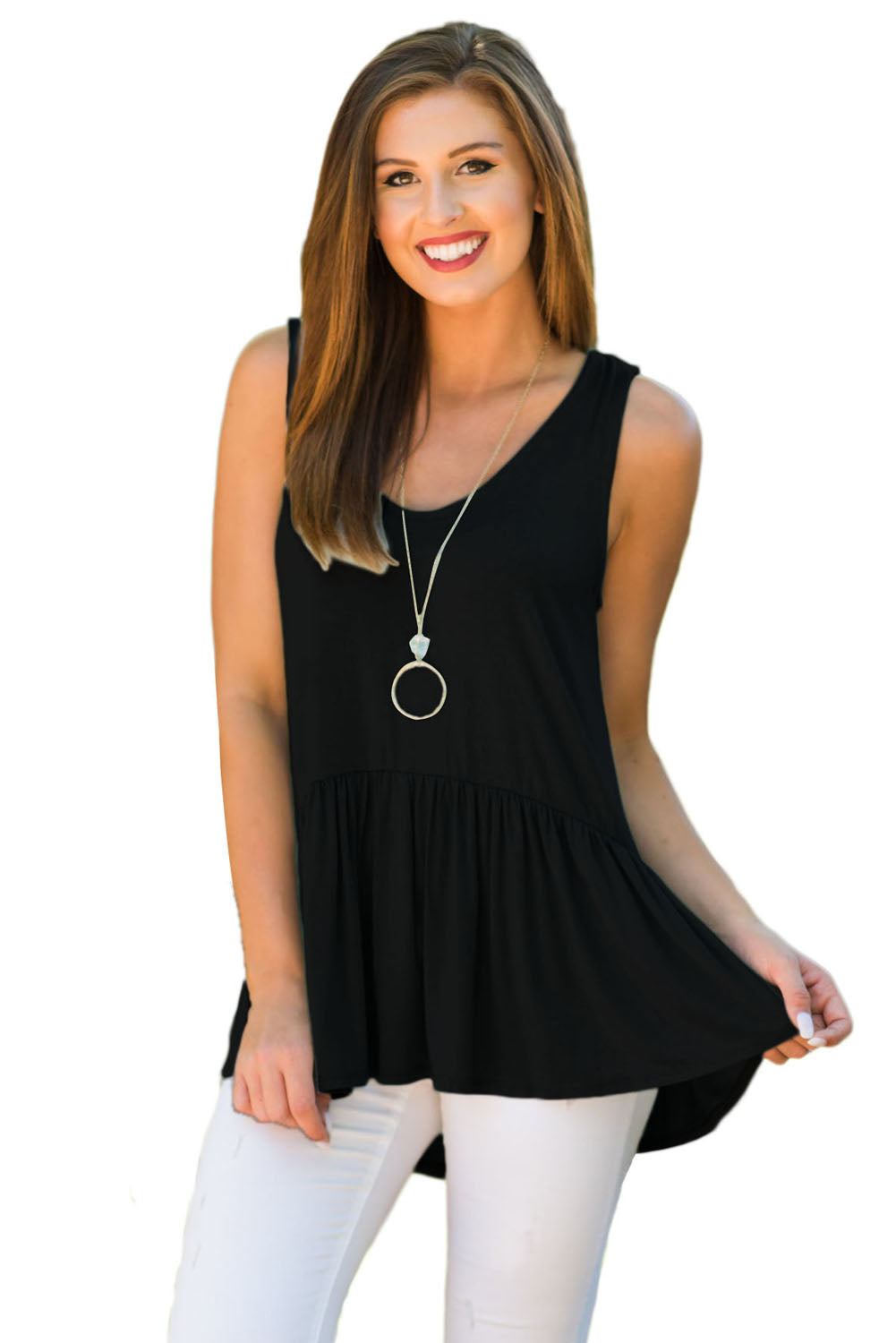 Sexy Cute Pleated Hemline Black Tank Top SEXY AFFORDABLE CLOTHING Sexy Cute Pleated Hemline Black Tank Top SEXY AFFORDABLE CLOTHING