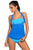 Sexy Cyan Blue Stripes Blue Splice Tankini Swimsuit