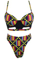 Sexy Dark African Print Cut out High Waist Swimsuit