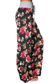 Sexy Dark Floral Terry Wide Leg Pants