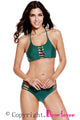 Sexy Dark Green Cut out Vintage Pinup Female Two Piece Tankini