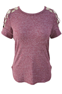 Sexy Date Red Crisscross Detail Short Sleeve T-shirt