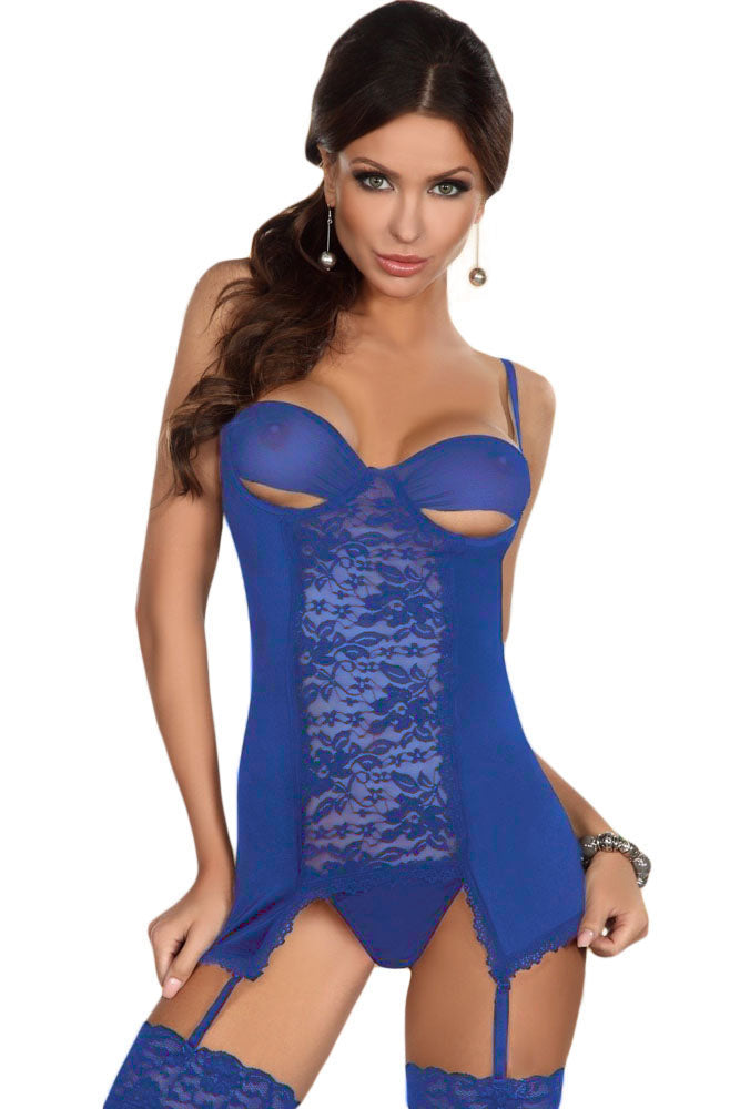 Sexy Deep Blue Chemise Lingerie Set  SEXY AFFORDABLE CLOTHING
