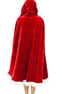 Sexy Deluxe Red Velvet Christmas Hooded Cape Cloak Costume
