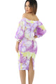 Sexy Elegant Lilac Floral Off Shoulder Boho Dress