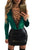 Sexy Emerald Gromet Lace up Front Velvet Long Sleeves Bodysuit