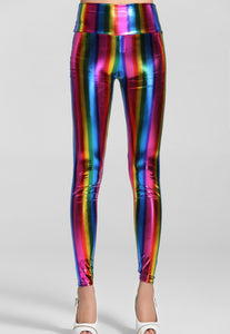 Sexy Empire Waist Fluorescent Rainbow Leggings