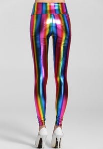 Sexy Empire Waist Fluorescent Rainbow Leggings