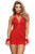 Sexy Enchanting Red Chemise Set with Collar and Wrist Straps