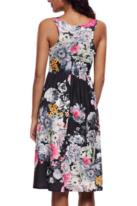 Sexy Fall in Love with Floral Print Boho Dress in Black