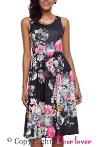 Sexy Fall in Love with Floral Print Boho Dress in Black