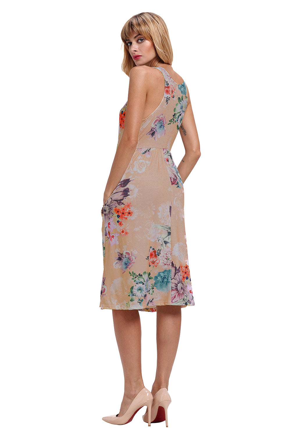 Sexy Fall in Love with Floral Print Boho Dress in Light Coffee SEXY AFFORDABLE CLOTHING Sexy Fall in Love with Floral Print Boho Dress in Light Coffee SEXY AFFORDABLE CLOTHING