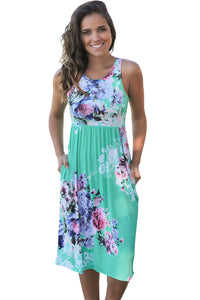 Sexy Fall in Love with Floral Print Boho Dress in Mint