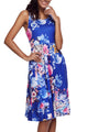 Sexy Fall in Love with Floral Print Boho Dress in Royal Blue