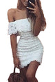 Sexy Fashion Lace Crochet Off Shoulder Scalloped Bodycon Dress