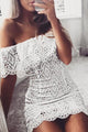 Sexy Fashion Lace Crochet Off Shoulder Scalloped Bodycon Dress