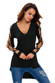 Sexy Fashionable V Neck Crisscross Hollow-out Long Sleeves Top
