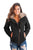 Sexy Faux Fur Collar Trim Black Quilted Jacket