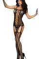 Sexy Fishnet and Stripes Black Bodystocking