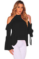 Sexy Flirt Cold Shoulder Ruffle Flare Sleeve Top