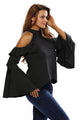 Sexy Flirt Cold Shoulder Ruffle Flare Sleeve Top